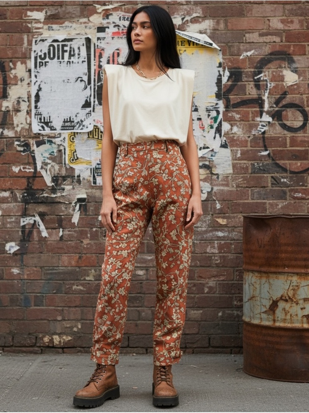 NWT Lovers and Friends Drew Pant in Zoe Rust Floral, Size XS